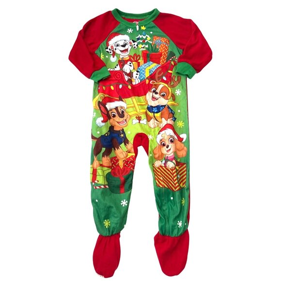 Nickelodeon Paw Patrol Holiday-Themed Toddler 3T Footed Pajamas Zipper Closure‎ - Picture 1 of 5